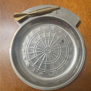 Silver Dartboard Ashtray with Brass Dart